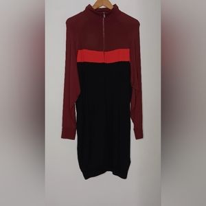 Express Sweater Dress Burgandy Black Size XL